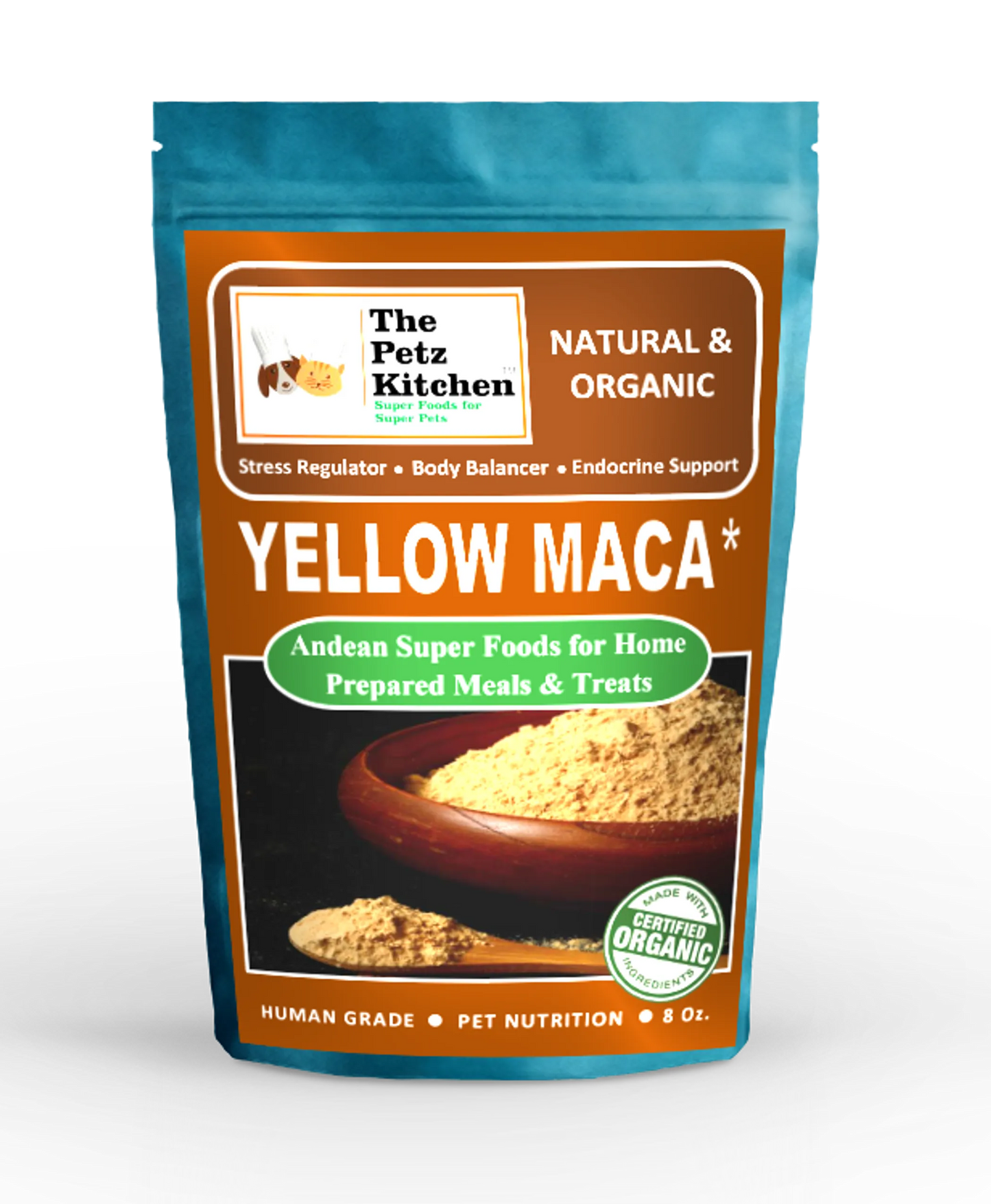 Yellow Maca* Complete Protein & Cognitive & Glandular Support* The Petz Kitchen Organic & Human Grade Ingredients For Home Prepared Meals & Treats*