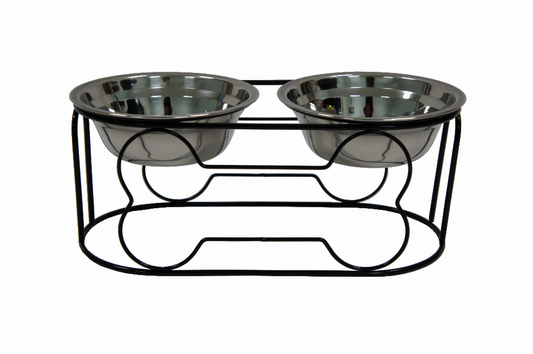 YML Wrought Iron Stand with Double Stainless Steel Feeder Bowls