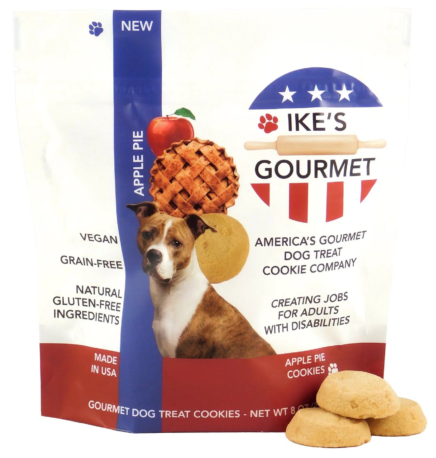 Ike's Gourmet Apple Pie Dog Treat Cookies - Real Fruit Shortbread Cookies Vegan and All-Natural Grain and Gluten Free Made in USA