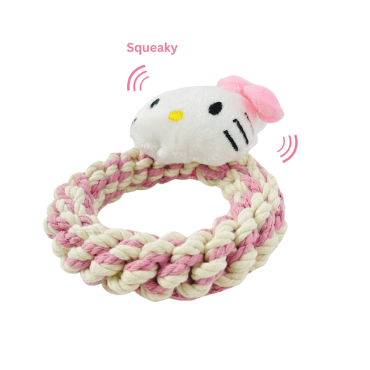 Eco-Kitty Macrame Dog Toy-Plush Squeaky Dog Toys