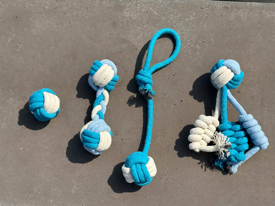 Handmade Eco-Friendly Rope Toys 4 Pc Set, Rope Chew Toys