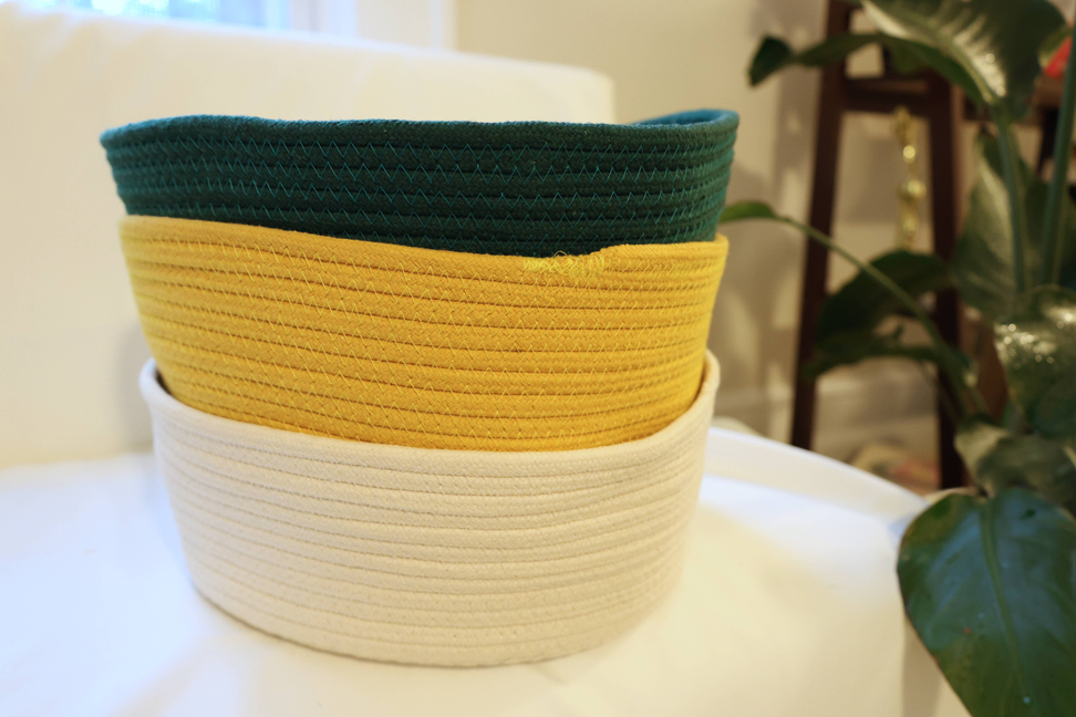 Handmade Sustainable Cotton Rope Basket, Round Rope Basket