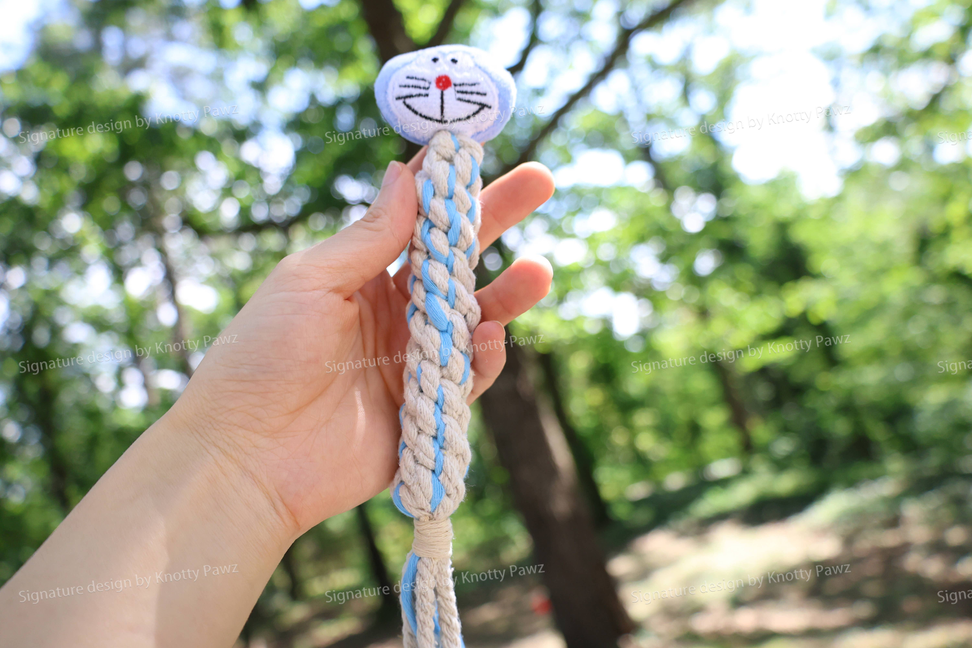 Eco- Doraemon Dog Rope Toy, Handmade, Plush, Squeaky, Puppy